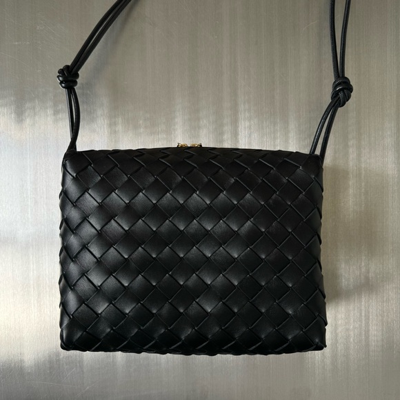 Bottega Veneta Handbags - Bottega Veneta Intrecciato Small Loop Camera Bag in Black